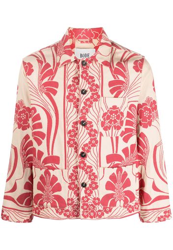 BODE Nouveau Monstera cotton shirt - Rot