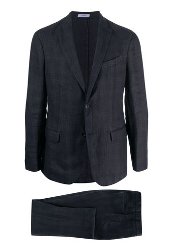 Boglioli single-breasted check-pattern linen suit - Blau