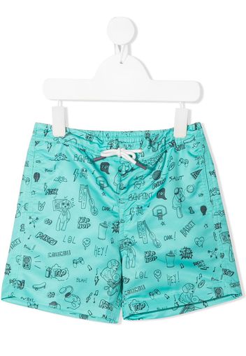 Bonpoint Shorts mit Illustration-Print - Grün