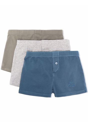 Bonpoint 3er-Set Shorts mit Logo-Stickerei - Blau