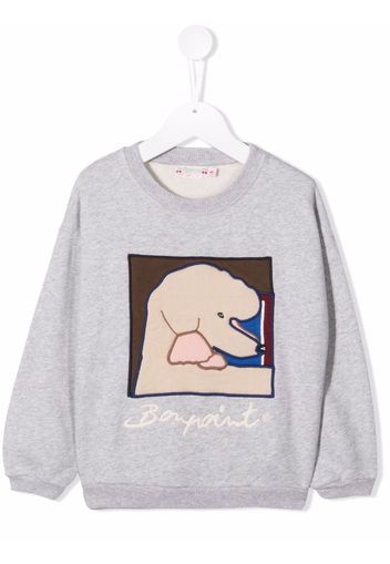 Bonpoint Sweatshirt mit Pudel-Print - Grau