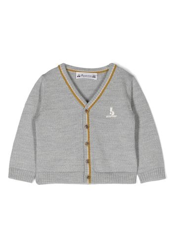 Bonpoint embroidered-logo striped cardigan - Grau