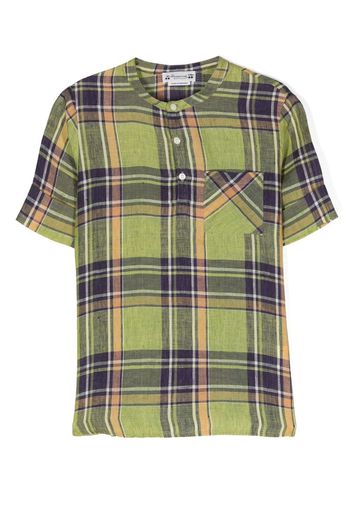 Bonpoint tartan collarless shirt - Grün