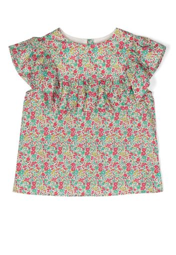 Bonpoint Gerüschte Bluse mit Blumen-Print - Mehrfarbig