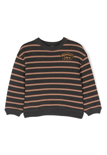 Bonpoint Gestreiftes Sweatshirt mit Logo-Patch - Grau