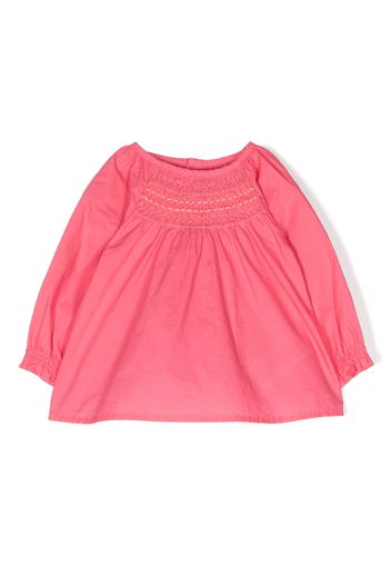 Bonton smocked-waist long-sleeve blouse - Rosa