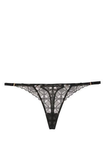 Bordelle lace-embroidered semi-sheer thong - Schwarz