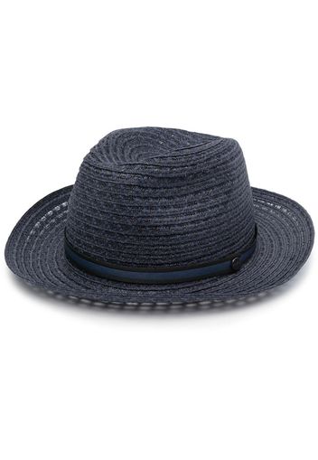 Borsalino woven grosgrain-trim hat - Blau