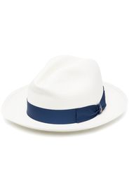 Borsalino Panama ribbon-detail fedora hat - Weiß