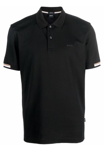 BOSS stripe-trimmed polo shirt - Schwarz