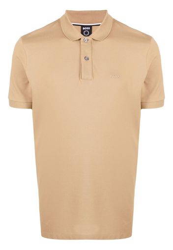 BOSS Poloshirt mit Logo-Stickerei - Nude