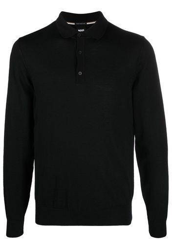 BOSS long-sleeve polo shirt - Schwarz