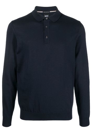 BOSS Langärmeliges Poloshirt - Blau