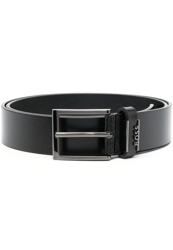 BOSS logo-plaque leather belt - Schwarz