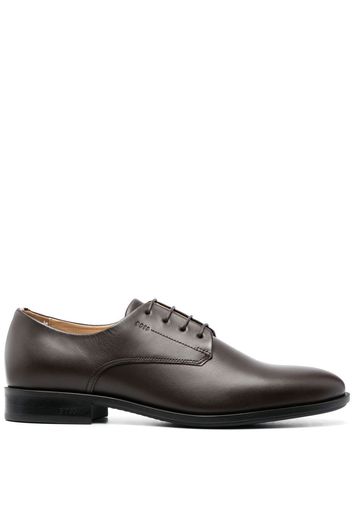 BOSS logo-embossed leather Derby shoes - Braun