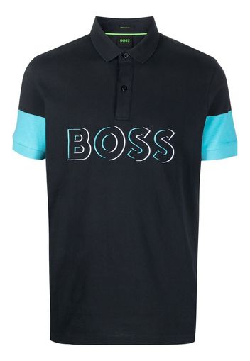 BOSS logo-print short-sleeved polo shirt - Blau