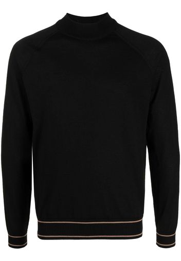 BOSS Pullover mit gestreiftem Saum - Schwarz