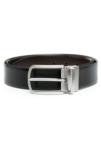 BOSS engraved-logo leather belt - Schwarz