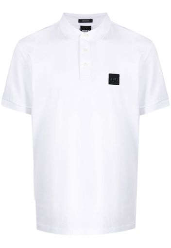 BOSS logo-patch detail cotton polo shirt - Weiß