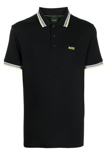 BOSS logo-embroidered polo shirt - Schwarz