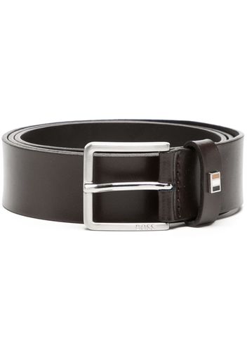 BOSS logo-engraved leather buckle belt - Braun