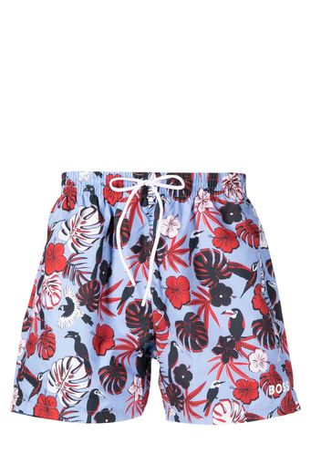 BOSS Piranha floral-print swim shorts - Violett