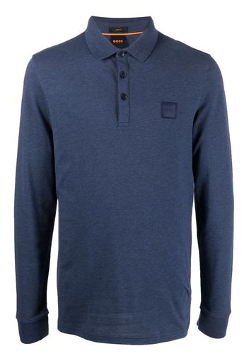 BOSS logo-patch cotton polo shirt - Blau