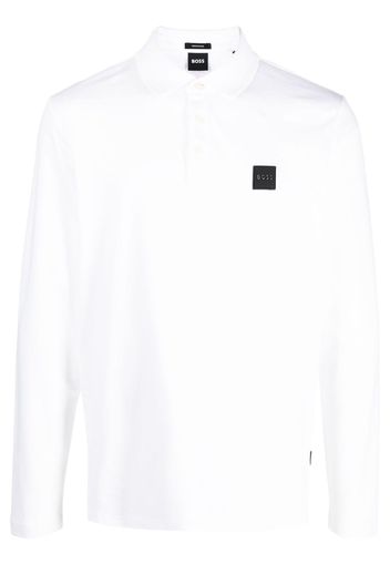 BOSS logo-patch cotton polo shirt - Weiß