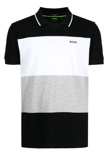 BOSS panelled cotton polo shirt - Schwarz