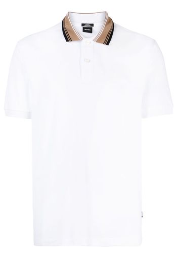 BOSS striped-collar cotton polo shirt - Weiß