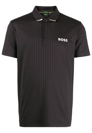 BOSS ribbed polo shirt - Schwarz