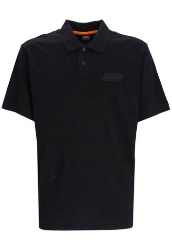 BOSS logo-patch cotton polo shirt - Schwarz