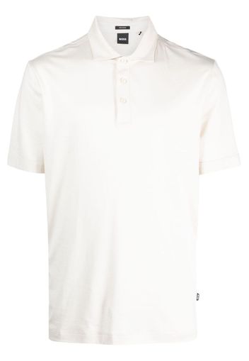 BOSS logo-patch short-sleeved polo shirt - Nude