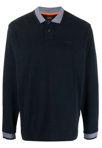 BOSS logo-print cotton polo shirt - Blau