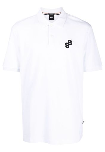 BOSS logo-appliqué cotton polo shirt - Weiß