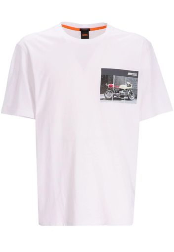 BOSS motorbike-print cotton T-shirt - Weiß