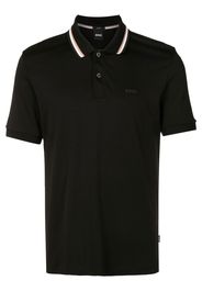 BOSS logo embroidered polo shirt - Schwarz