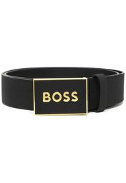 BOSS metallic-logo buckle belt - Schwarz