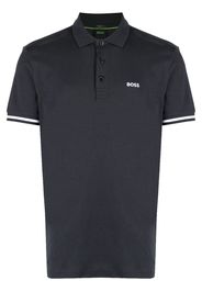 BOSS logo-embroidered cotton polo shirt - Blau