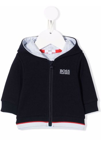 BOSS Kidswear Fleece-Hoodie mit Logo - Blau