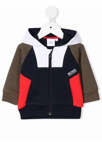 BOSS Kidswear Kapuzenjacke in Colour-Block-Optik - Blau