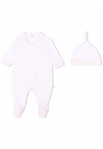 BOSS Kidswear Strampler-Set mit Logo-Print - Weiß