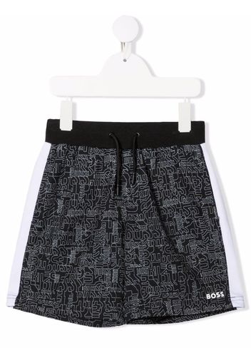 BOSS Kidswear Joggingshorts mit Logos - Schwarz