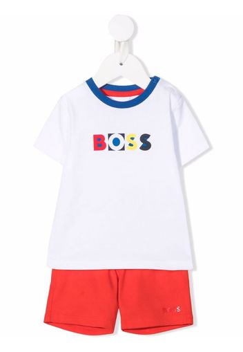 BOSS Kidswear Short-Set mit Logo-Print - Rot