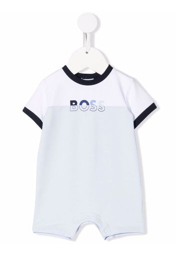 BOSS Kidswear two-tone logo print romper - Blau