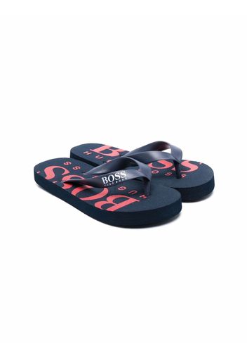 BOSS Kidswear logo print flip-flops - Blau