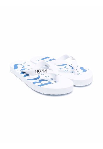 BOSS Kidswear logo print flip-flops - Weiß