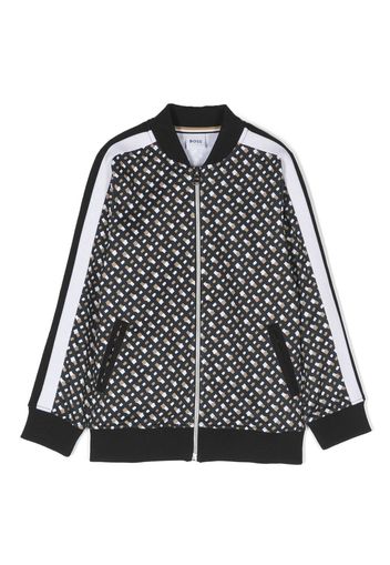 BOSS Kidswear Bomberjacke mit Monogramm-Print - Schwarz