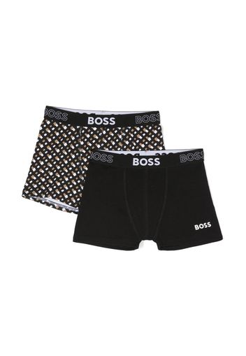 BOSS Kidswear monogram cotton boxer briefs set - Schwarz