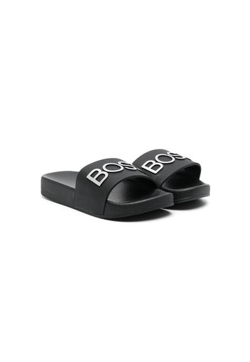 BOSS Kidswear embossed-llogo sliders - Schwarz